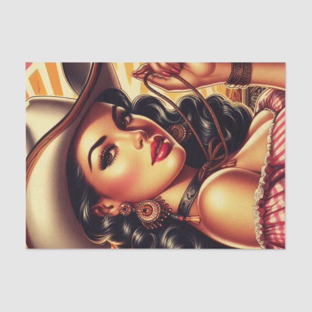Papel De Seda Retro Cowgirl (Anverso)