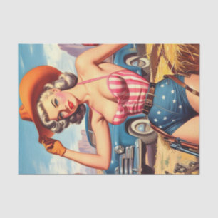Papel De Seda Retro Cowgirl Pin