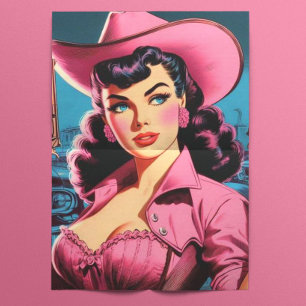 Papel De Seda Retro Cute Cowgirl