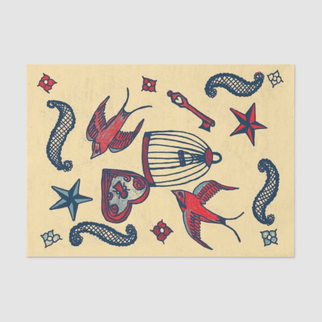 Papel De Seda Retro de escuela antigua (Anverso)