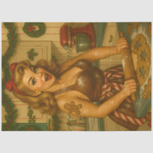Papel De Seda Retro Decoupage de Navidad de Pan de Jengibre Pin-