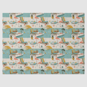 Papel De Seda Retro Flamingo Piscina Patrón de Verano (10)