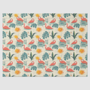 Papel De Seda Retro Flamingo Piscina Patrón de Verano (12)