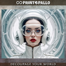 Retro futurismo, mujer cibernética de blanco