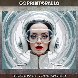 Papel De Seda Retro futurismo, mujer cibernética de blanco