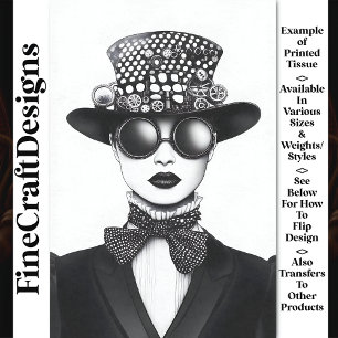 Papel De Seda Retro Futurista Steampunk Woman AC4 Decoupage