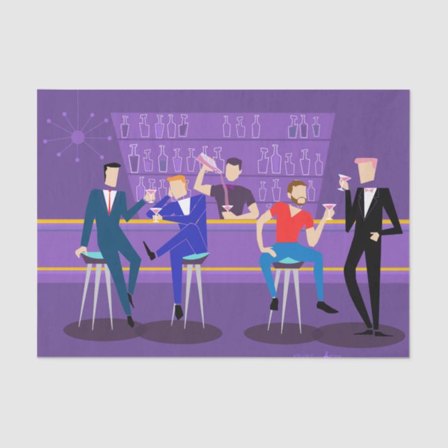 Papel De Seda Retro Gay Bar Tissue Paper (Anverso)