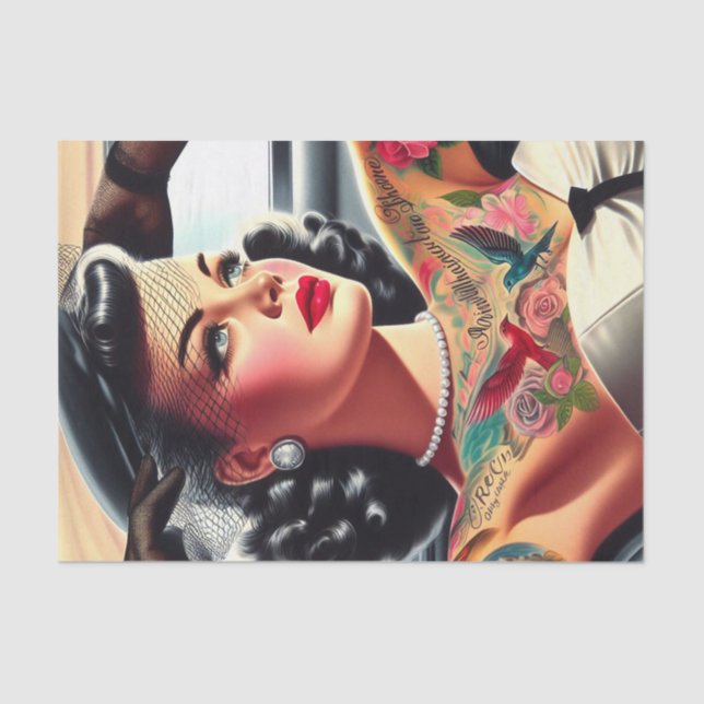 Papel De Seda Retro Glam Tattooed Pin-up (Anverso)