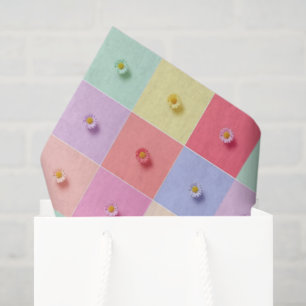 Papel De Seda Retro margarita Roja Rosa Azul Acuático Floral Cum