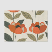 Retro Naranja Botánico Bold 70s Floral Vintage