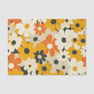 Papel De Seda Retro Naranja Botánico Bold 70s Floral Vintage