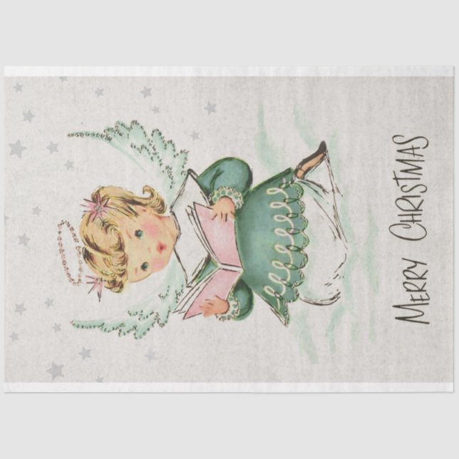 Papel De Seda Retro Navidades Angel Decoupage (Anverso)