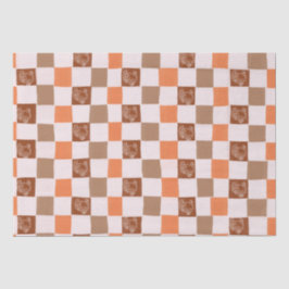 Papel De Seda Retro orange and brown Turkey Checkered
