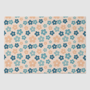 Papel De Seda Retro Peach Green Boho Flower Happy Birday