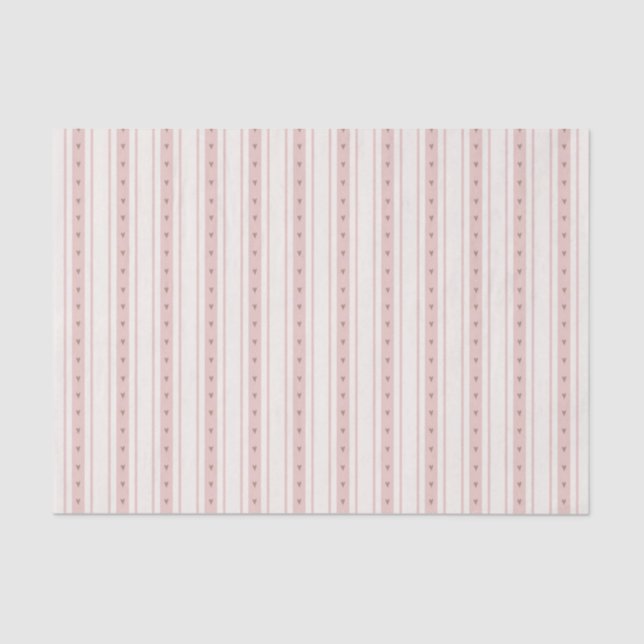 Papel De Seda Retro Pink And Brown Heart Stripes Bakery (Anverso)