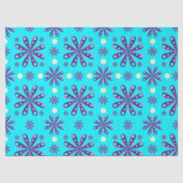 Papel De Seda Retro Purple Flowers on Blue Background