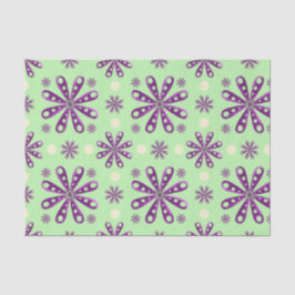 Papel De Seda Retro Purple Flowers on Green Background