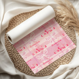 Papel De Seda Retro Rosa Cuadros Navidades Caprichosas