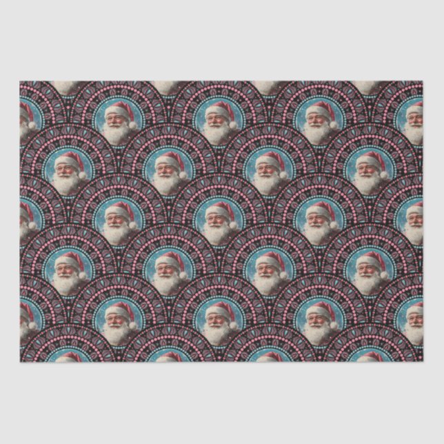 Papel De Seda Retro Santa Pinkmas Mandala Art Deco Vieira (Anverso)