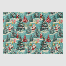 Papel De Seda Retro Santa Wonderland