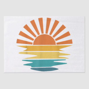 Papel De Seda Retro Sunset Rays Wavy Vintage Retro Sunshine Sun