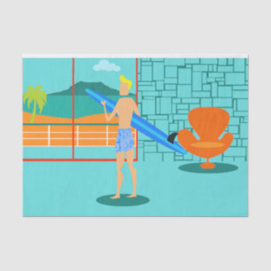 Papel De Seda Retro Surfer Dude Tissue Paper