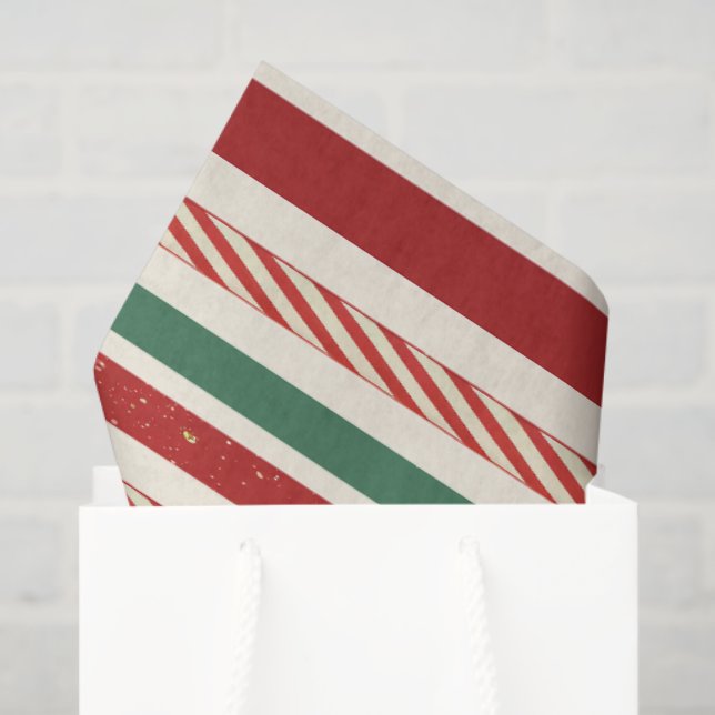 Papel De Seda Retro Treasures Christmas stripes (Bolsa de regalo)
