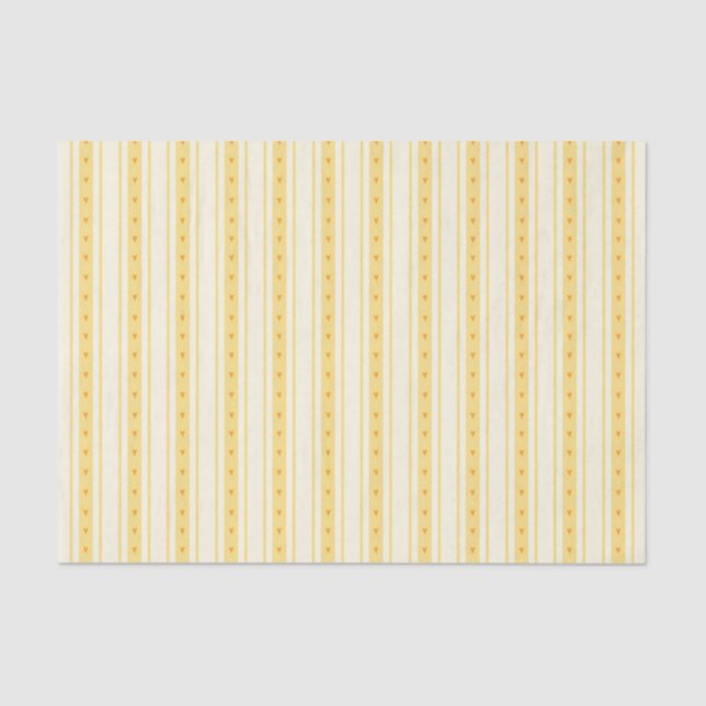 Papel De Seda Retro Vanilla Yellow Heart Stripes Bakery (Anverso)