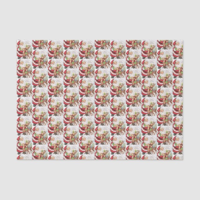 Papel De Seda retro vintage Christmas cat (Anverso)