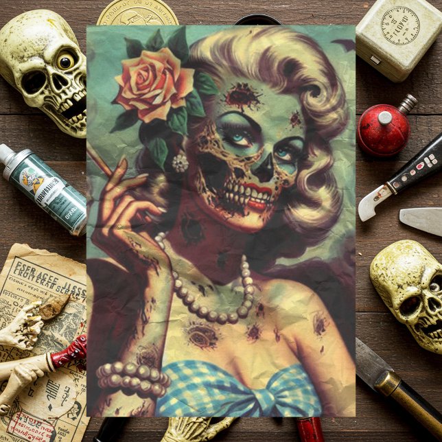 Papel De Seda Retro Zombie Pinup (Subido por el creador)