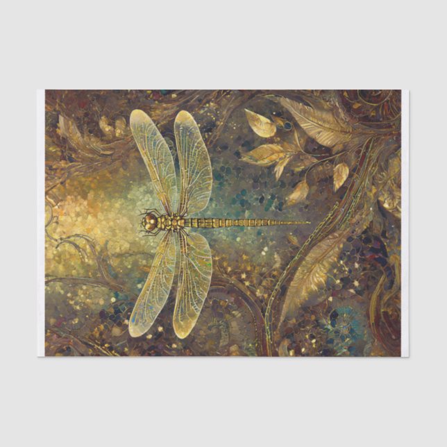 Papel De Seda Rey de verano dorado, libélula gigante (Anverso)