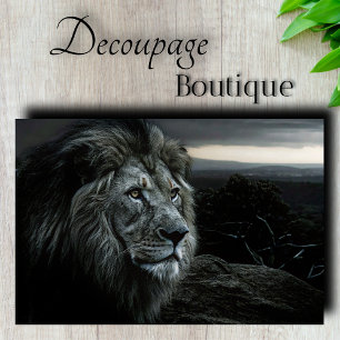Papel De Seda Rey León Crepuscular Decoupage