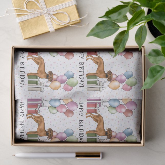 Papel De Seda Rhodesian Ridgeback Colorful Pastel Feliz cumpleañ (Regalo )