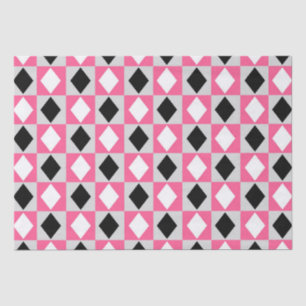 Papel De Seda Rhombus Diamond rosa negro blanco geométrico