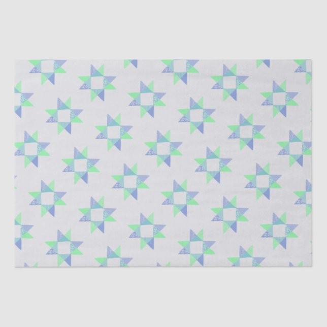 Papel De Seda Ribbon Star Quilt Woodblock (Anverso)
