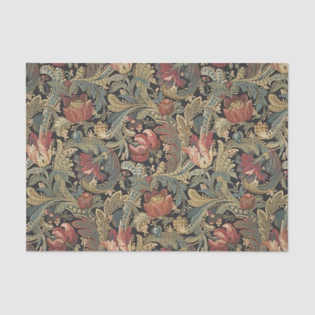 Papel De Seda Rich Floral Tapestry Brocade Antiguo Clásico (Anverso)