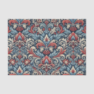Papel De Seda Ricos tonos de damasco rojo y azul