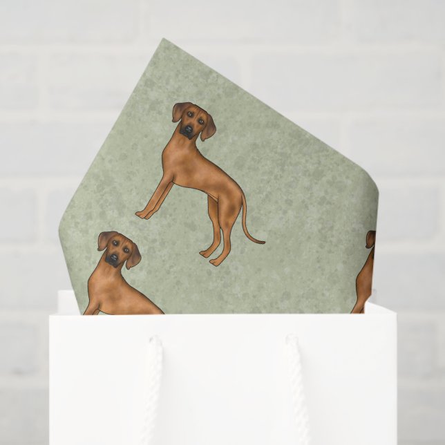 Papel De Seda Ridgeback Rodesia African Lion Dog Pattern Green (Bolsa de regalo)