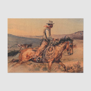 Papel De Seda “Riding Herd” Arte Occidental por Edward Borein