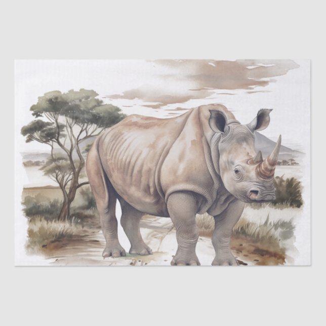 Papel De Seda Rinoceronte rhino africano (Anverso)