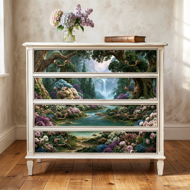 Papel De Seda Río Catarata Valle Floral Encantado Decoupage (Subido por el creador)