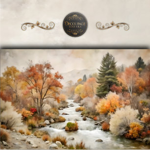 Papel De Seda Río de decoupage Otoño Dorado