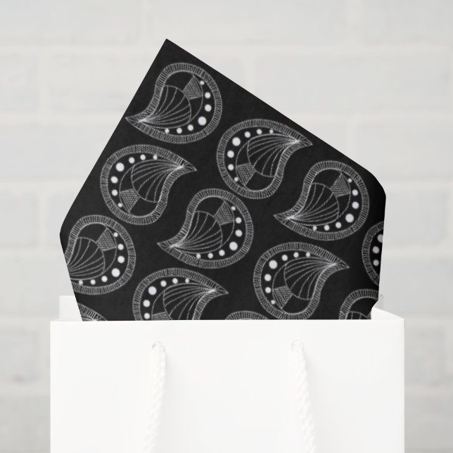 Papel De Seda Ritmo de Pétalo de Paisley líneas blancas (Bolsa de regalo)