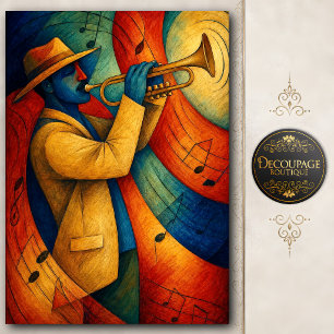 Papel De Seda Ritmo de trompeta de jazz decoupage
