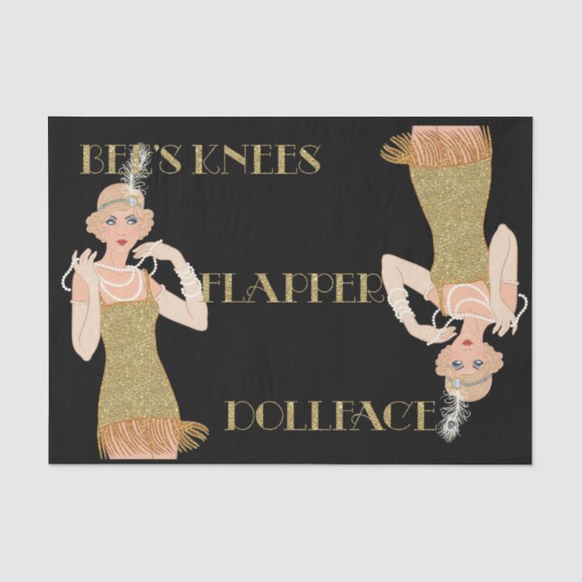 Papel De Seda Roaring 20's Flapper Gold Purpurina Black Retro (Anverso)