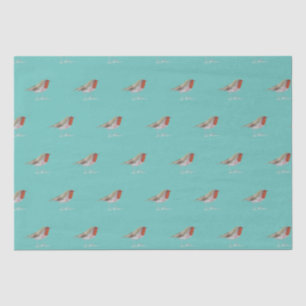 Papel De Seda Robin Bird Woodland Branches Winter acuarela