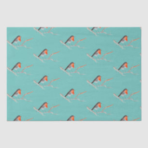 Papel De Seda Robin Bird Woodland Branches Winter acuarela
