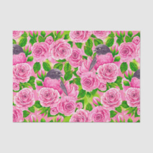 Papel De Seda Robin rosado y rosas