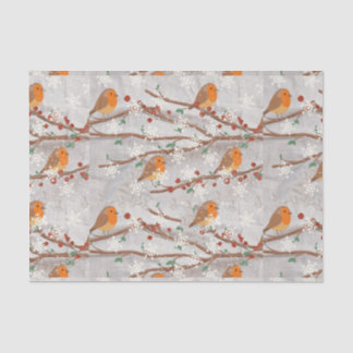 Papel De Seda Robins In The Snow