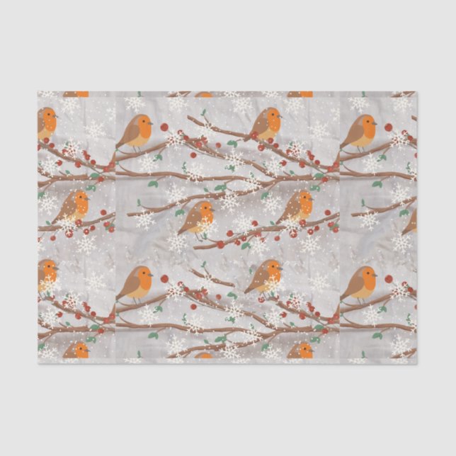 Papel De Seda Robins In The Snow (Anverso)
